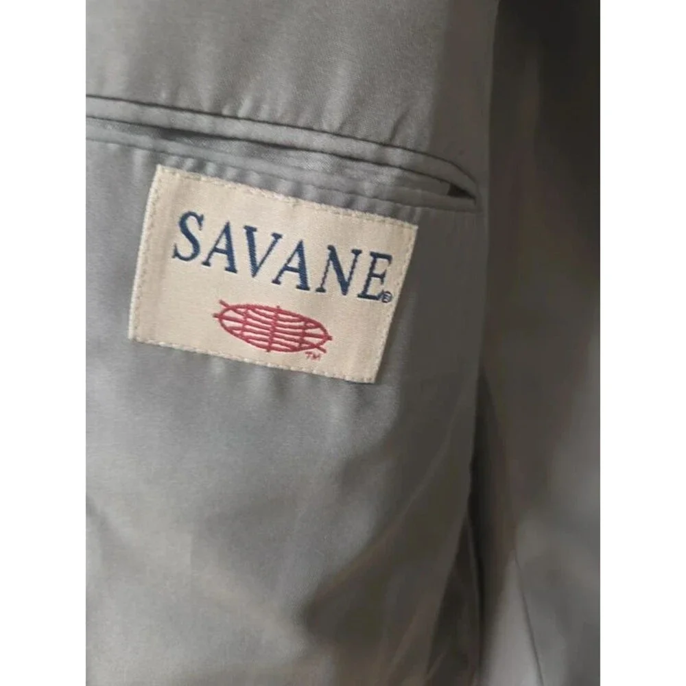 Savane Men's Wool Blend Suit Jacket Blazer -Charcoal Gray Textured